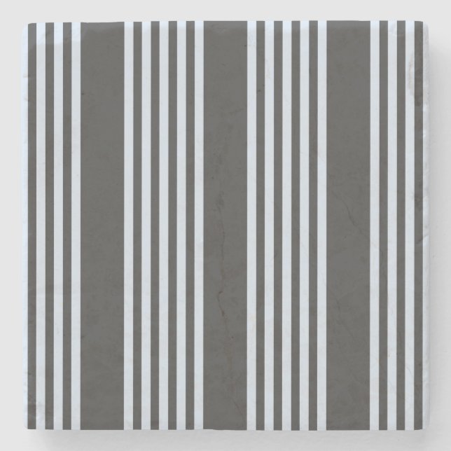 Pale blue and charcoal five stripes pattern stone coaster (Front)