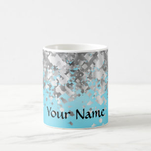 Pale blue and faux glitter coffee mug