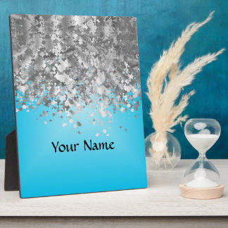 Pale blue and faux glitter plaque