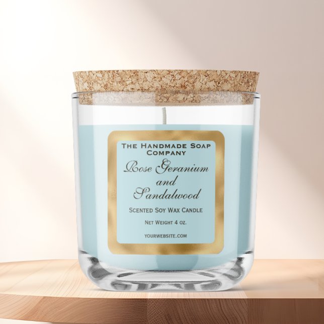 Pale Blue and Gold Foil Candle Label (Creator Uploaded)