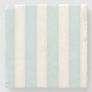 Pale Blue and Ivory Stripes Stone Coaster
