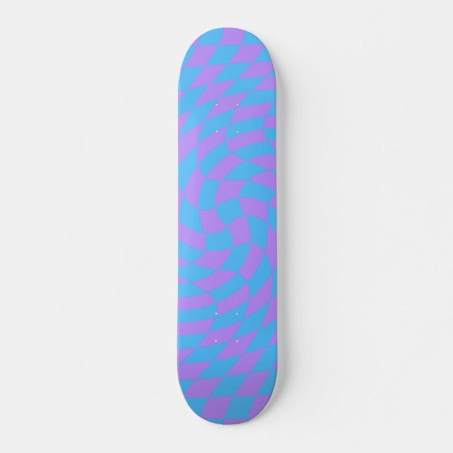 Pale-Blue and Lavender checkered  Skateboard (Front)