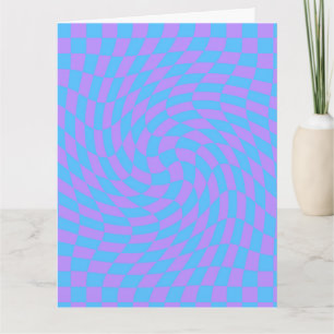 Pale-Blue and Lavender chequered Card