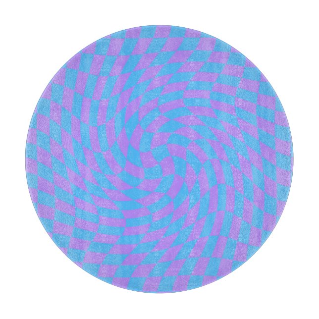 Pale-Blue and Lavender chequered   Cutting Board (Front)