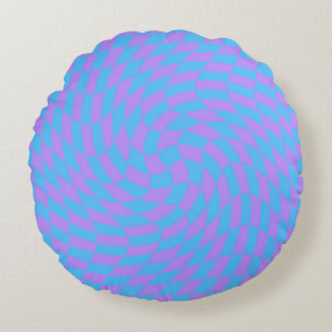 Pale-Blue and Lavender chequered Round Pillow