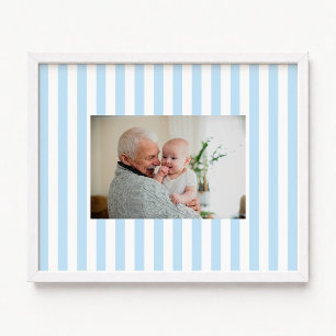 Pale Blue and White Candy Stripes Baby Boy Photo Poster