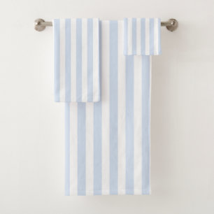 Pale blue and white candy stripes bath towel set