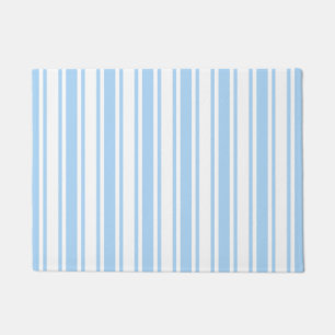 Pale blue and white candy stripes doormat