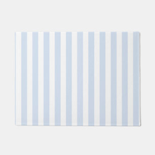 Pale blue and white candy stripes doormat