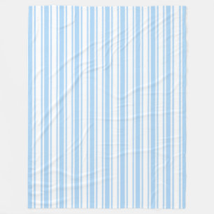 Pale blue and white candy stripes fleece blanket