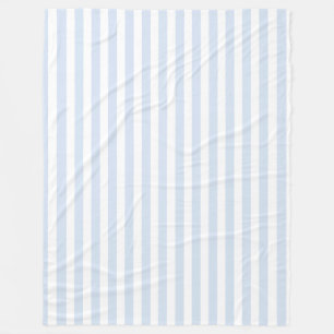 Pale blue and white candy stripes fleece blanket