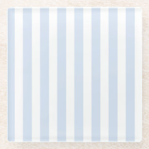 Pale blue and white candy stripes glass coaster