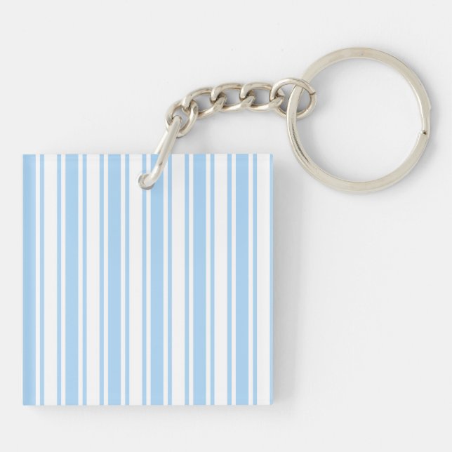 Pale blue and white candy stripes keychain (Back)