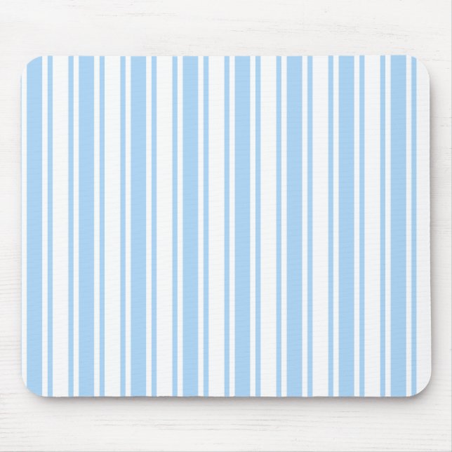 Pale blue and white candy stripes mouse pad (Front)