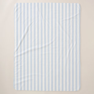 Pale blue and white candy stripes sherpa blanket