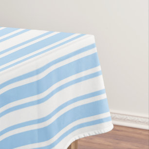 Pale blue and white candy stripes tablecloth