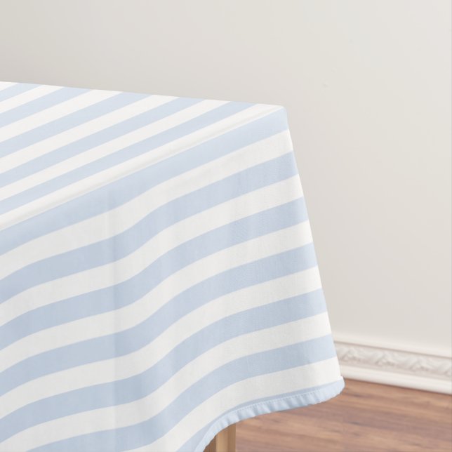 Pale blue and white candy stripes tablecloth (In Situ)
