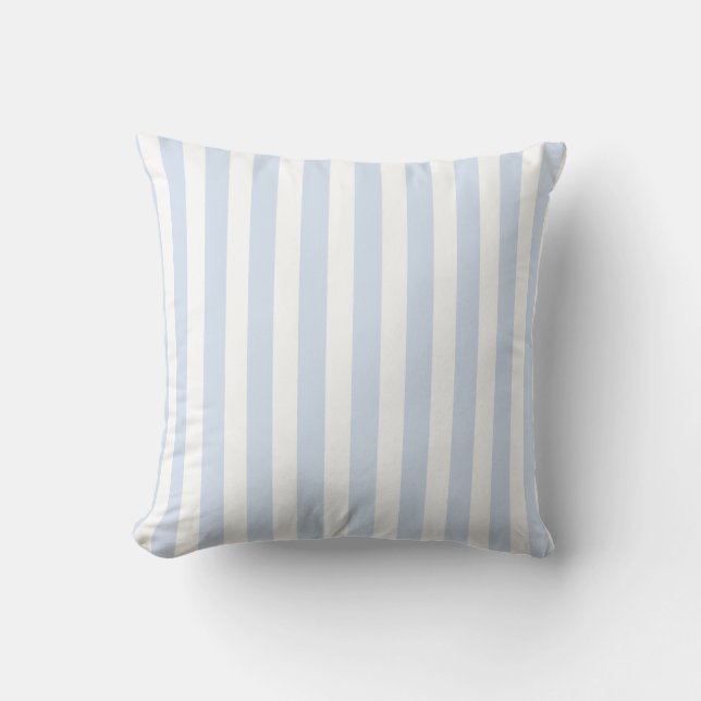 Pale blue and white candy stripes throw pillow (Front)