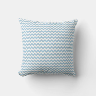 Pale Blue and White Chevron Pattern Throw Pillow