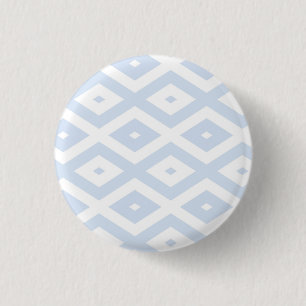 Pale blue and white diamond pattern 1 inch round button