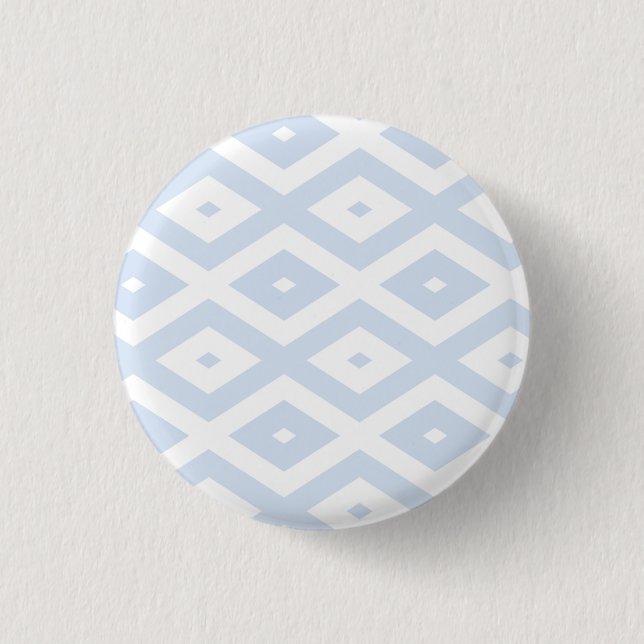 Pale blue and white diamond pattern 1 inch round button (Front)