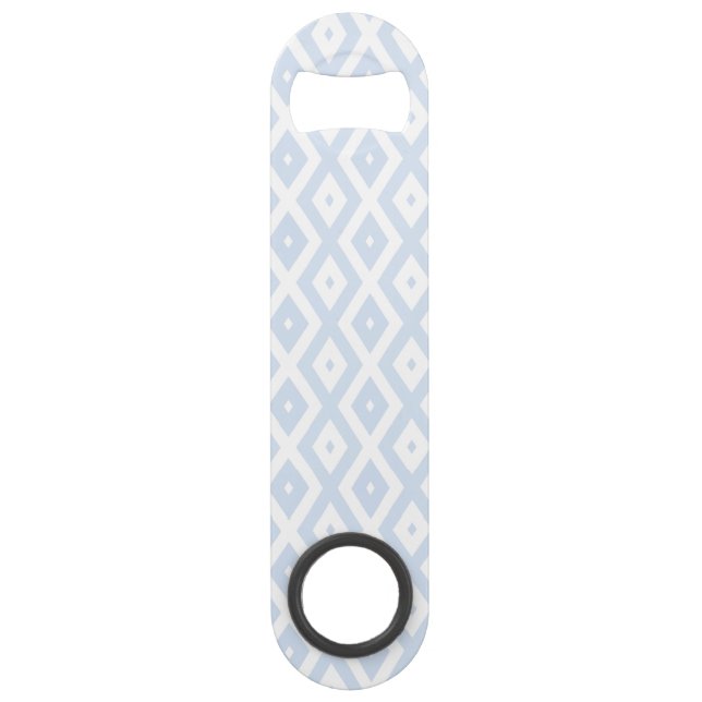 Pale blue and white diamond pattern bar key (Front)