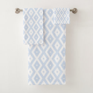 Pale blue and white diamond pattern bath towel set
