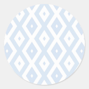 Pale blue and white diamond pattern classic round sticker