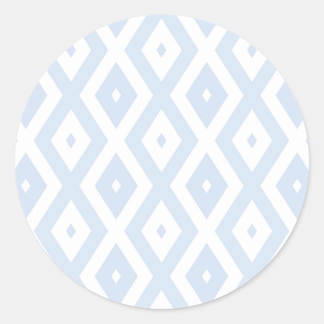 Pale blue and white diamond pattern classic round sticker (Front)