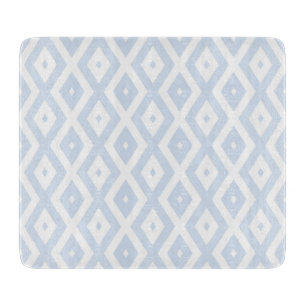 Pale blue and white diamond pattern cutting board
