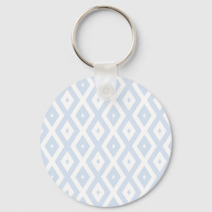 Pale blue and white diamond pattern keychain