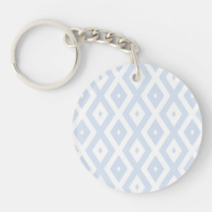 Pale blue and white diamond pattern keychain