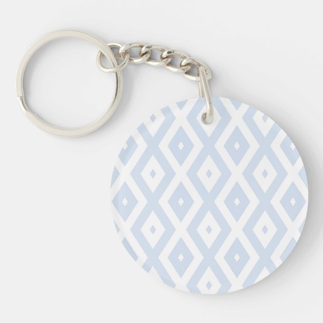 Pale blue and white diamond pattern keychain (Front)