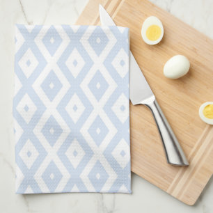 Pale blue and white diamond pattern kitchen towel