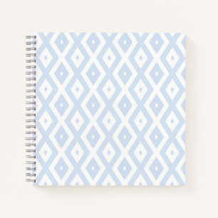 Pale blue and white diamond pattern notebook