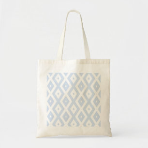 Pale blue and white diamond pattern tote bag