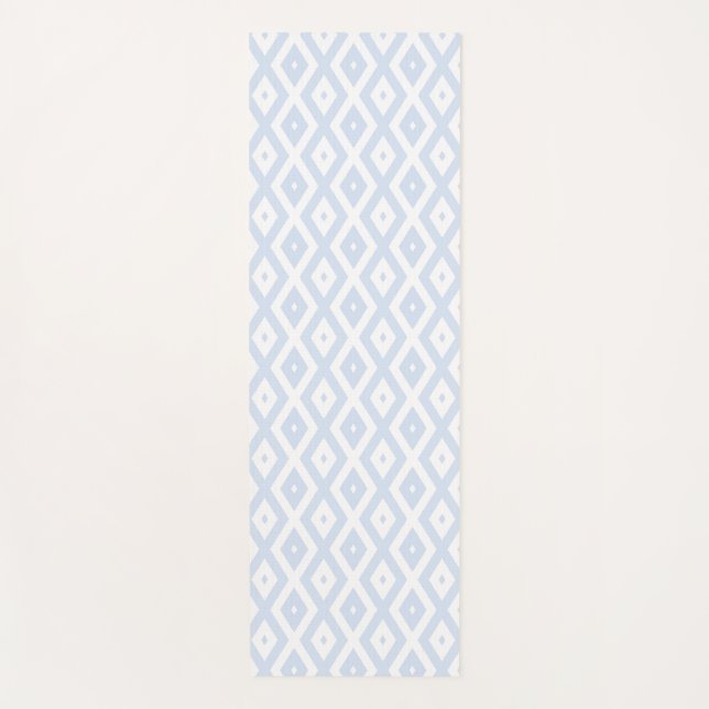 Pale blue and white diamond pattern yoga mat (Front)