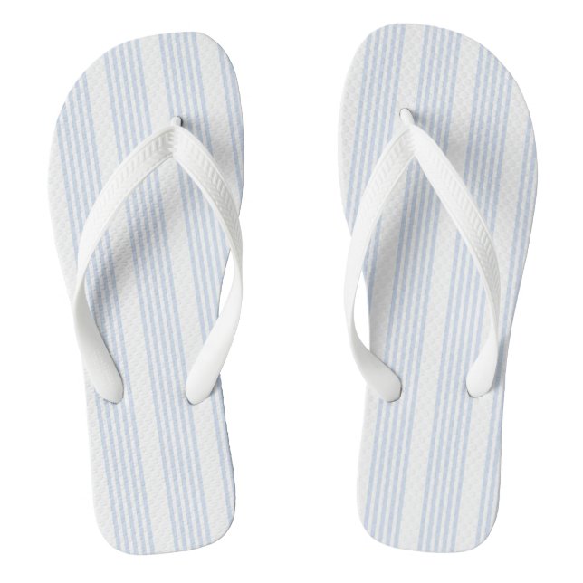 Pale blue and white five stripes pattern flip flops (Footbed)