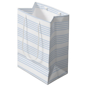 Pale blue and white five stripes pattern medium gift bag