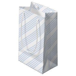 Pale blue and white five stripes pattern small gift bag
