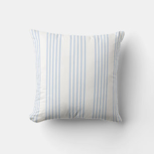 Pale blue and white five stripes pattern throw pillow