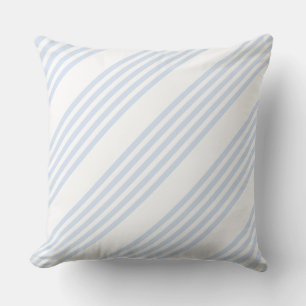 Pale blue and white five stripes pattern throw pillow