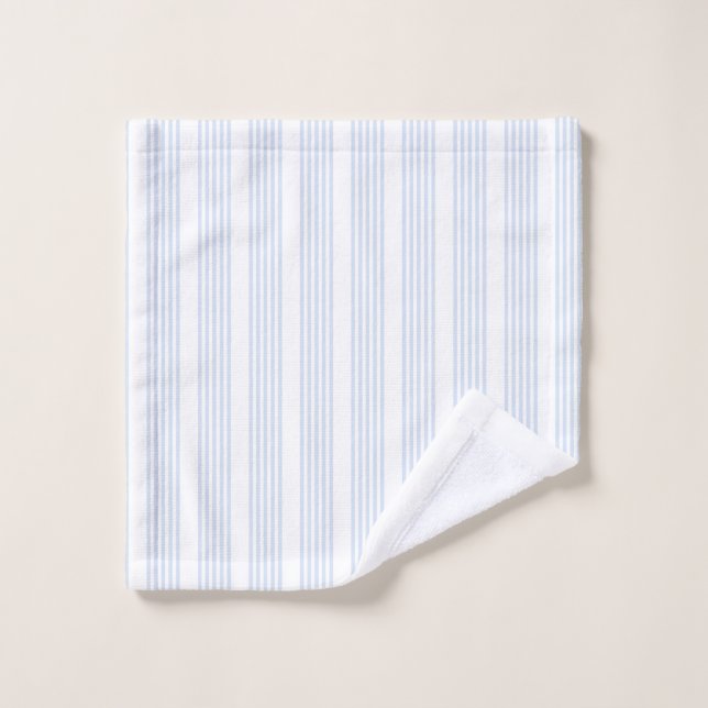 Pale blue and white five stripes pattern wash cloth (Wash Cloth)