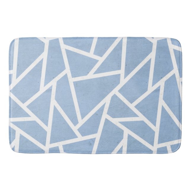 Pale blue and white mosaic pattern bath mat (Front)