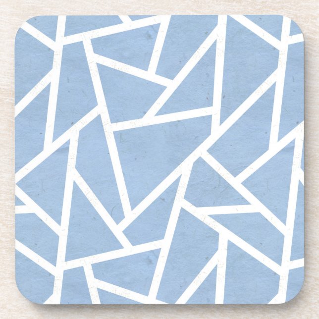Pale blue and white mosaic pattern coaster (Front)
