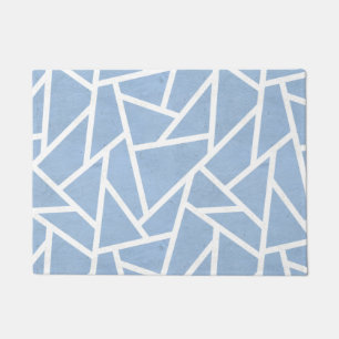 Pale blue and white mosaic pattern doormat