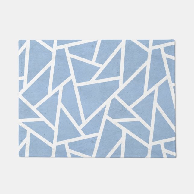 Pale blue and white mosaic pattern doormat (Front)