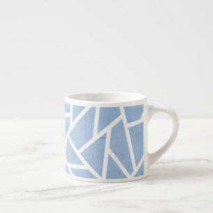 Pale blue and white mosaic pattern espresso cup