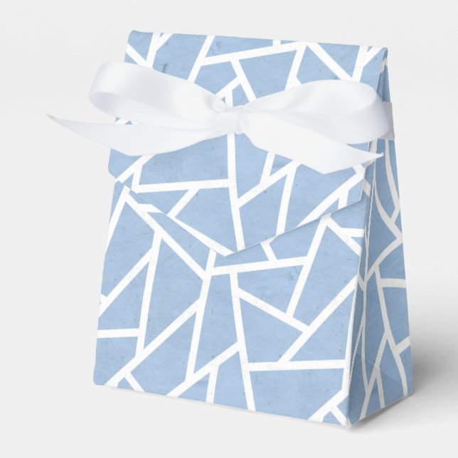 Pale blue and white mosaic pattern favor box (Front Side)