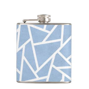 Pale blue and white mosaic pattern hip flask